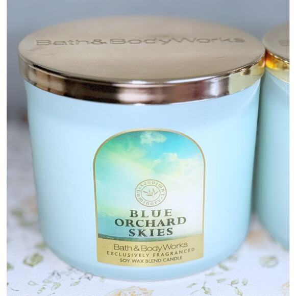 Lot of 2 Bath & Body Works Blue Orchard Skies Large 3-Wick Scented Candle 14.5oz - Picture 3 of 5